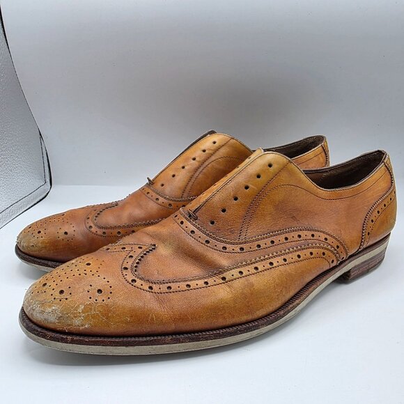 Salvatore Ferragamo Brogue Mens 13 D Brown Wingtip Shoes Casual Walking - Picture 4 of 12